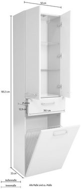 Saphir Hochschrank Quickset Breite 50 cm, Höhe 185,5 cm, Glaseinlegeböden, Türdämpfer