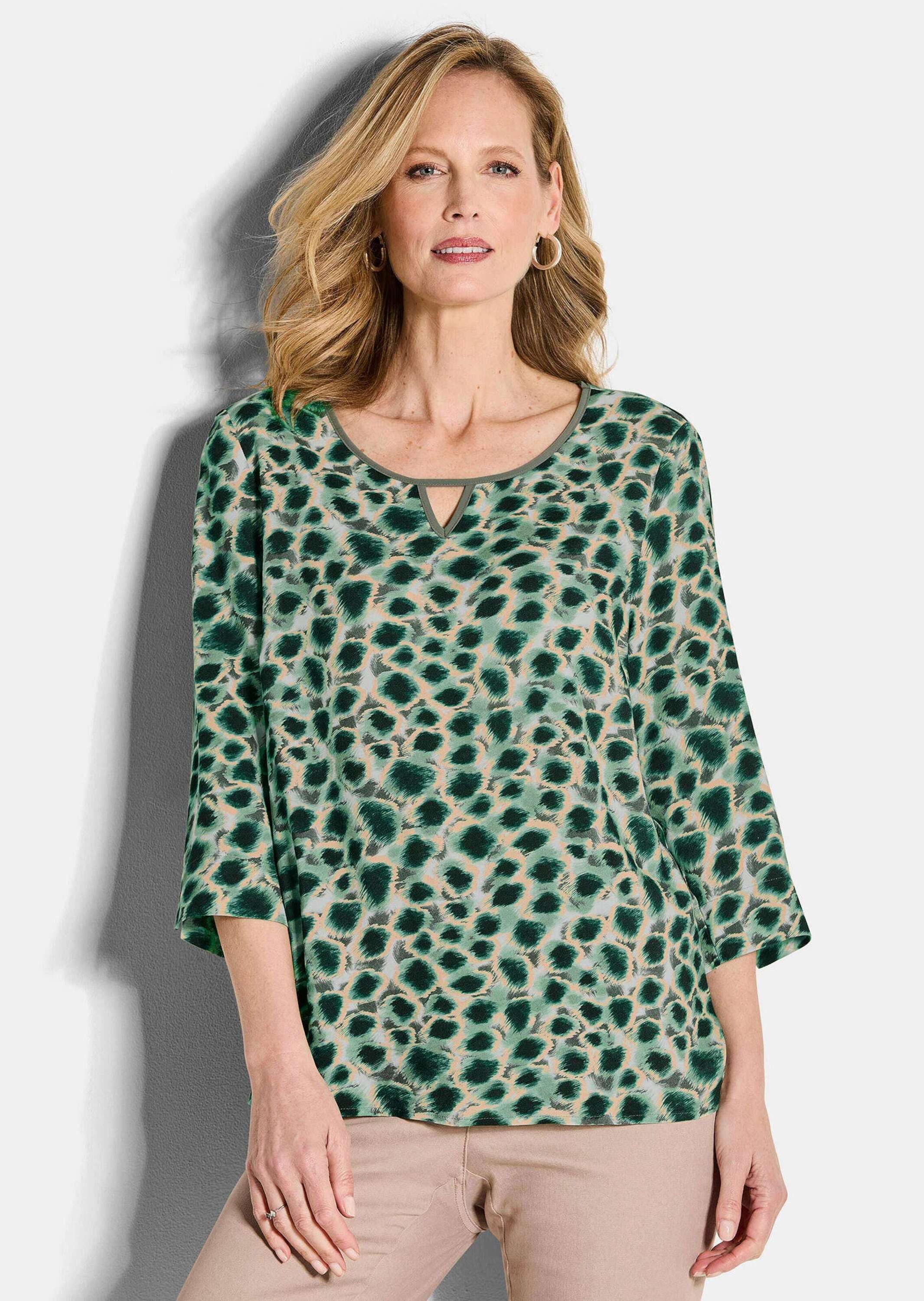 Schlupfbluse Elegante Viskosebluse mit Leo-Muster