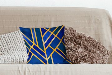 MuchoWow Dekokissen Gold - Blau - Design - Luxus, Zierkissen mit Füllung für Wohzimmer, Schlafzimmer, Deko, Sofakissen