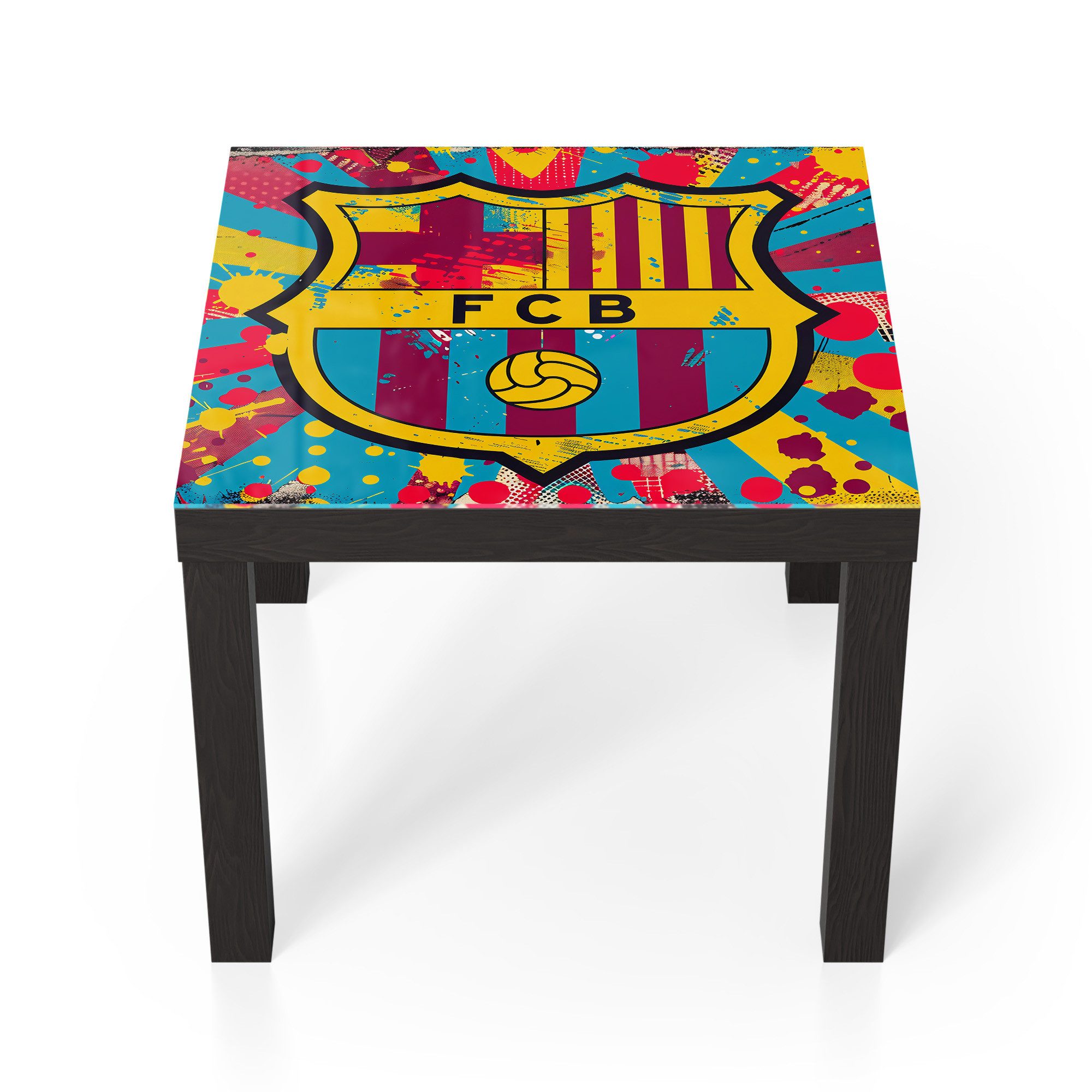 DEQORI Couchtisch 'Wappen FC Barcelona', Glas Beistelltisch Glastisch modern