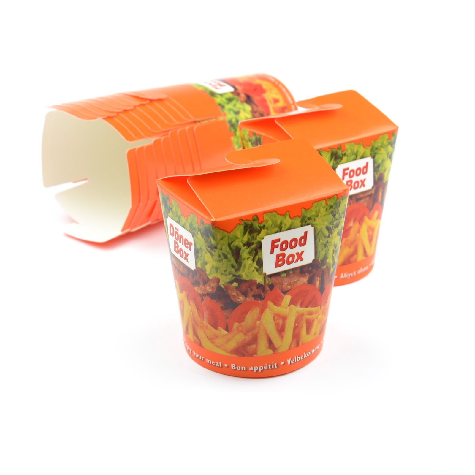 (16 To Box Kebab Motiv Away 500 ml 500 mit Take Dönerboxen Snackbox "Guten Lunchbox OZ), Go Döner Stück Pomdöner Appetit", Faltbox Foodboxen