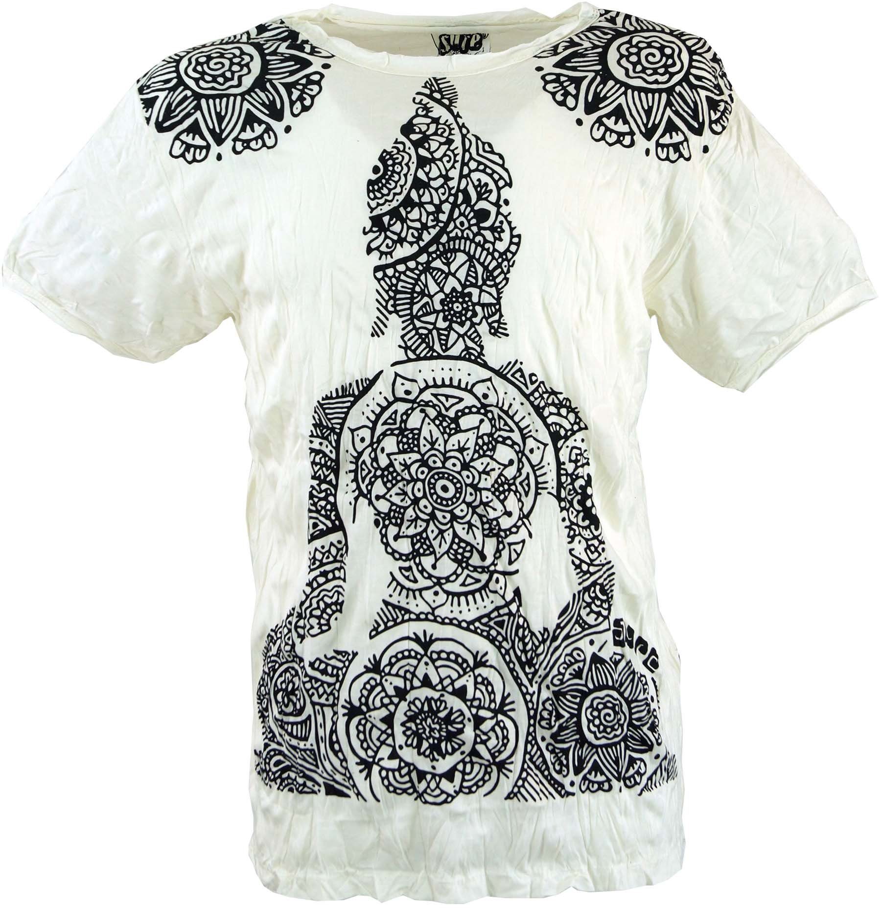 Guru-Shop Bekleidung weiß - alternative Buddha Goa T-Shirt T-Shirt Sure Style, Mandala Festival,