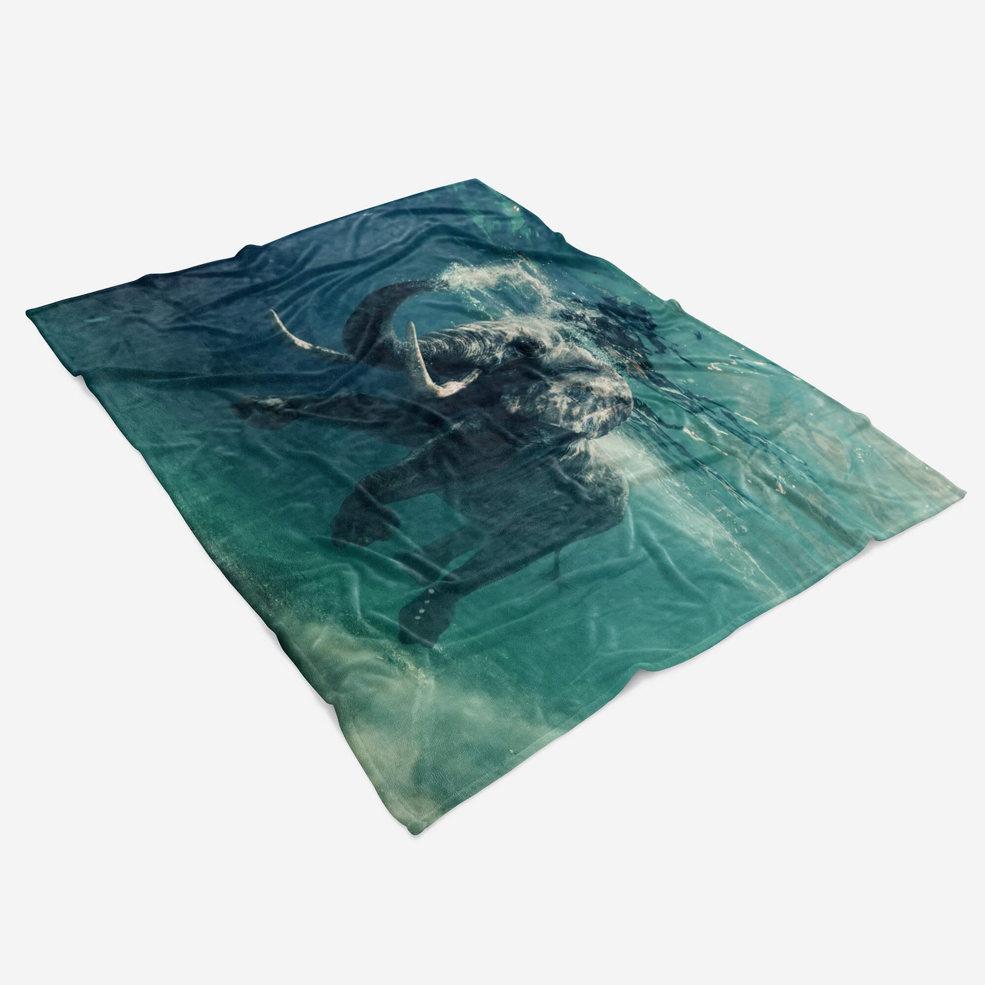 Kuscheldecke Elefant Sinus Handtuch Handtücher Wass, (1-St), Art Handtuch Baumwolle-Polyester-Mix Saunatuch mit Tiermotiv unter Strandhandtuch