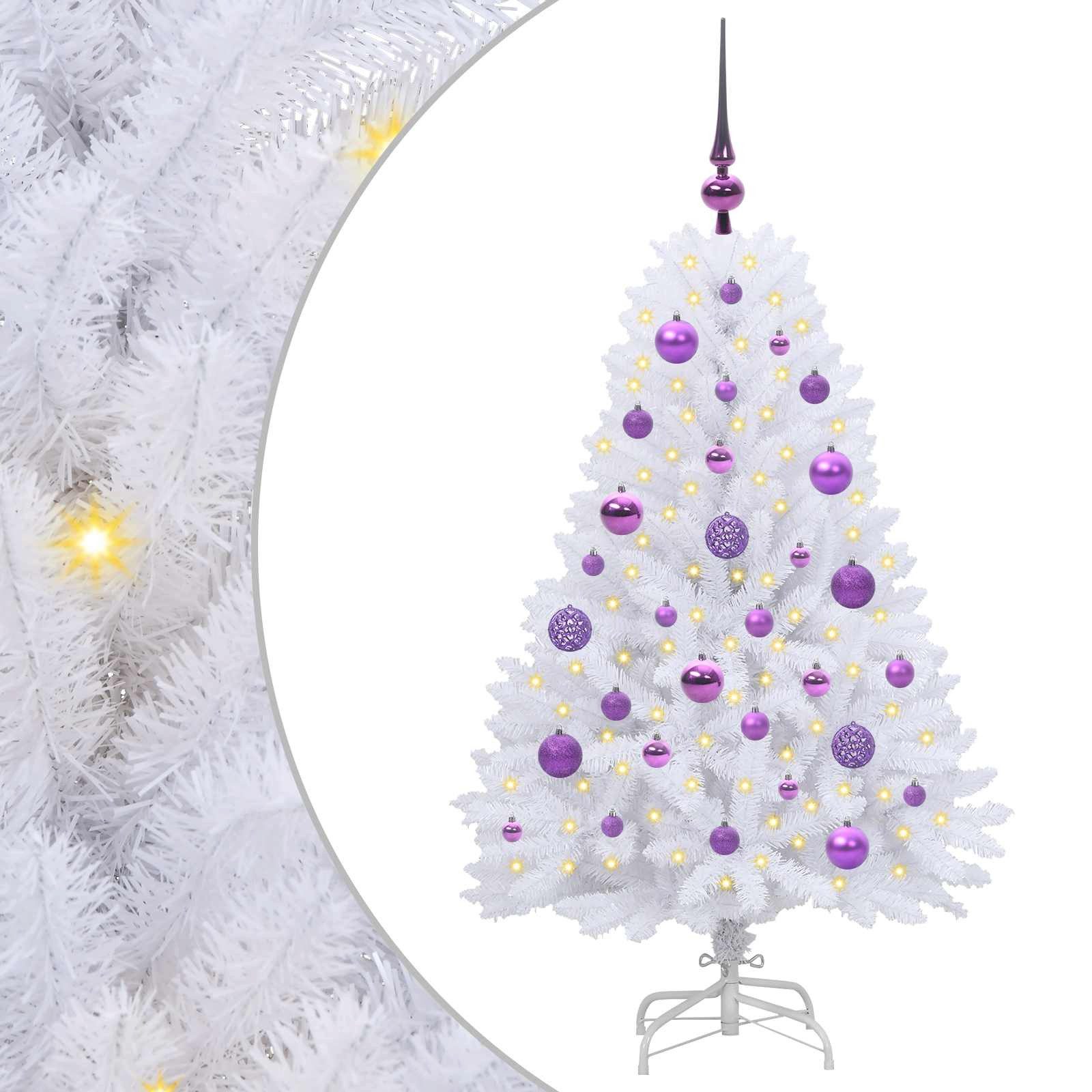 vidaXL Künstlicher Weihnachtsbaum Künstlicher klappbarer Weihnachtsbaum Weiß 120 cm PVC und Stahl
