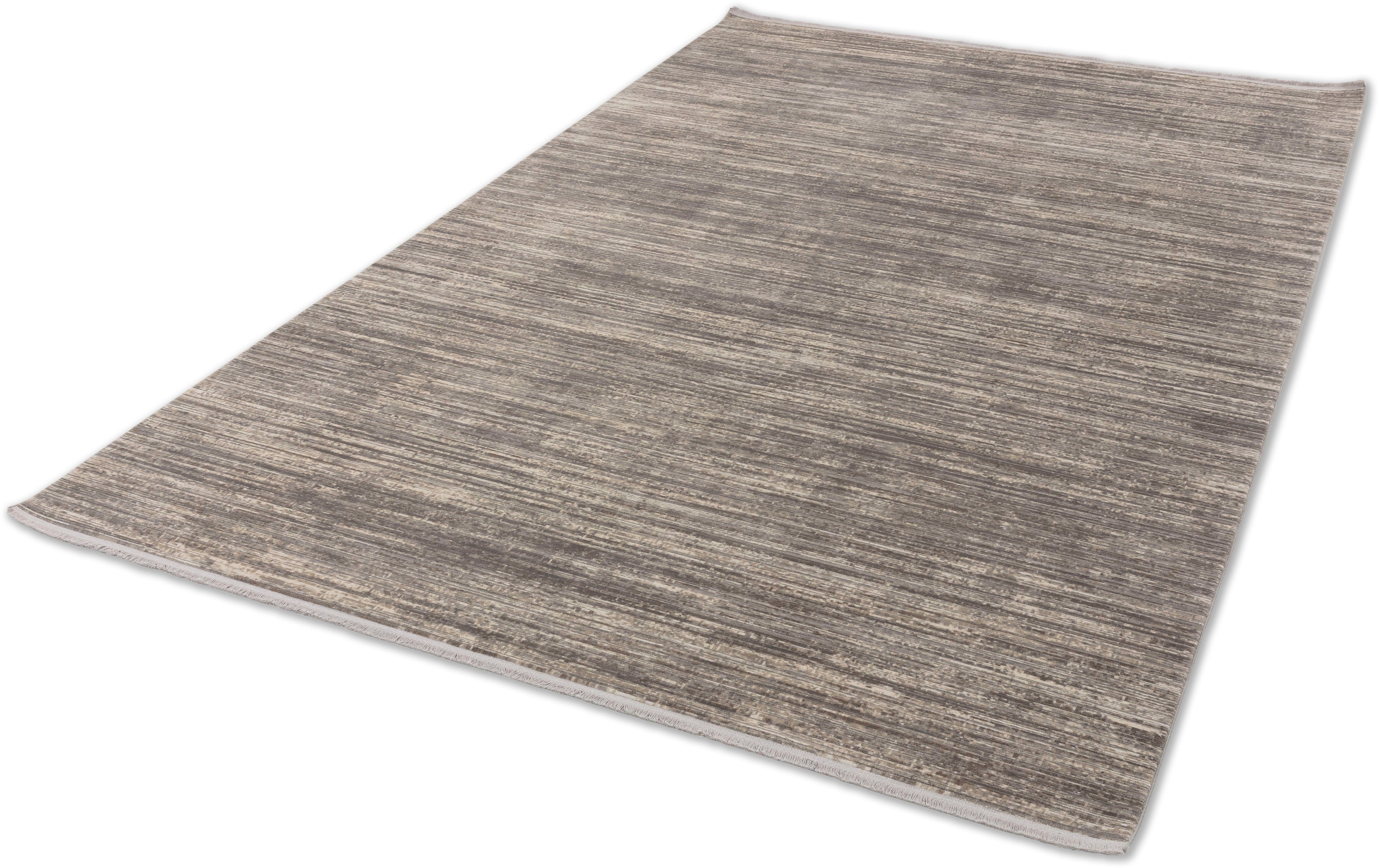 Teppich Gravina 6624 225, ASTRA, rechteckig, Höhe: 7 mm, eleganter seidiger Flor, Viskoseteppich, Hoch-Tief-Struktur silberfarben | Kurzflor-Teppiche
