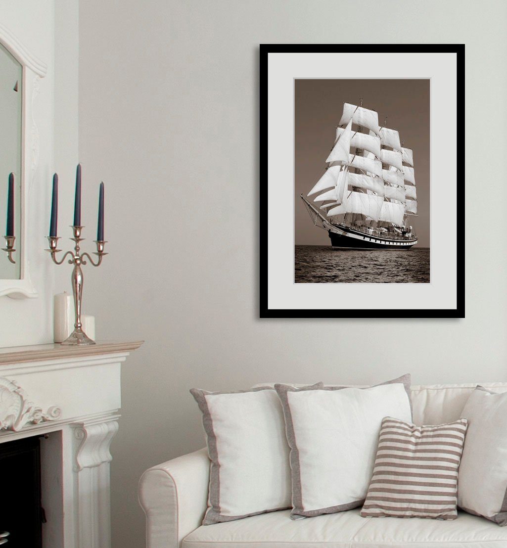 queence Bild Pearl, Meer, Meer Bilder, Schiffe, Seebilder, Seelandschaft, Sport, historische Ereignisse (1 St), HD Premium Poster-Druck inkl. Holzrahmen