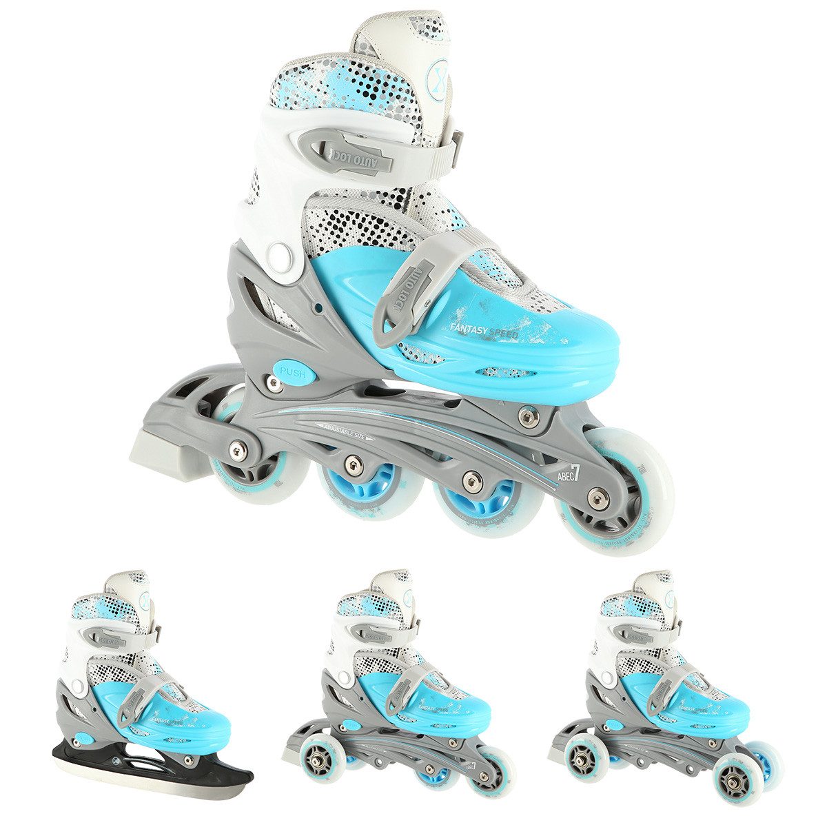 NILS EXTREME Inlineskates Inlineskates 4-IN-1 Inliner Schlittschuhe Rollschuhe Eishockey