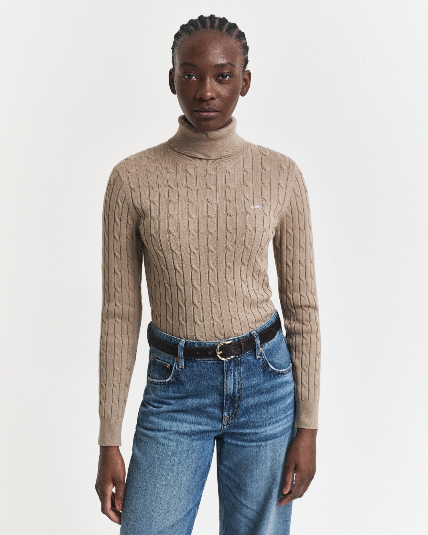 Gant Rollkragenpullover STRETCH COTTON CABLE TURTLENECK mit Zopfmuster günstig online kaufen