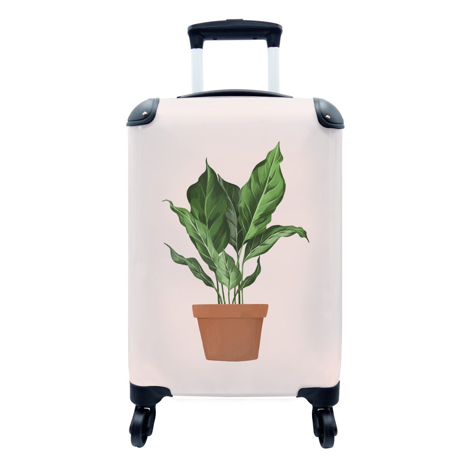 MuchoWow Handgepäckkoffer Pflanze - Blumentopf Trolley, für 4 rollen, mit Pastell, - Rollen, Reisetasche Reisekoffer Handgepäck Ferien