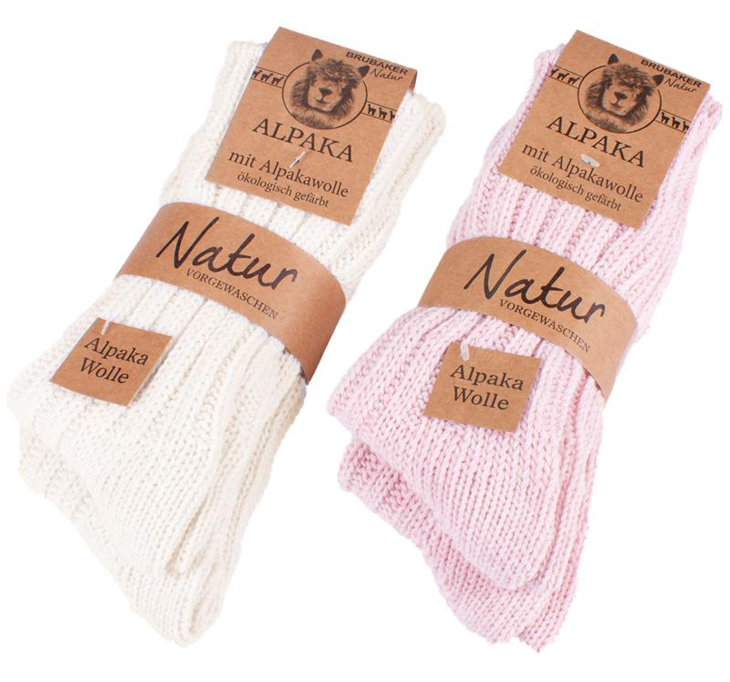 BRUBAKER Kuschelsocken warme dicke Alpaka Socken (Set, 4-Paar, mit Alpakawolle) Wintersocken für Damen und Herren