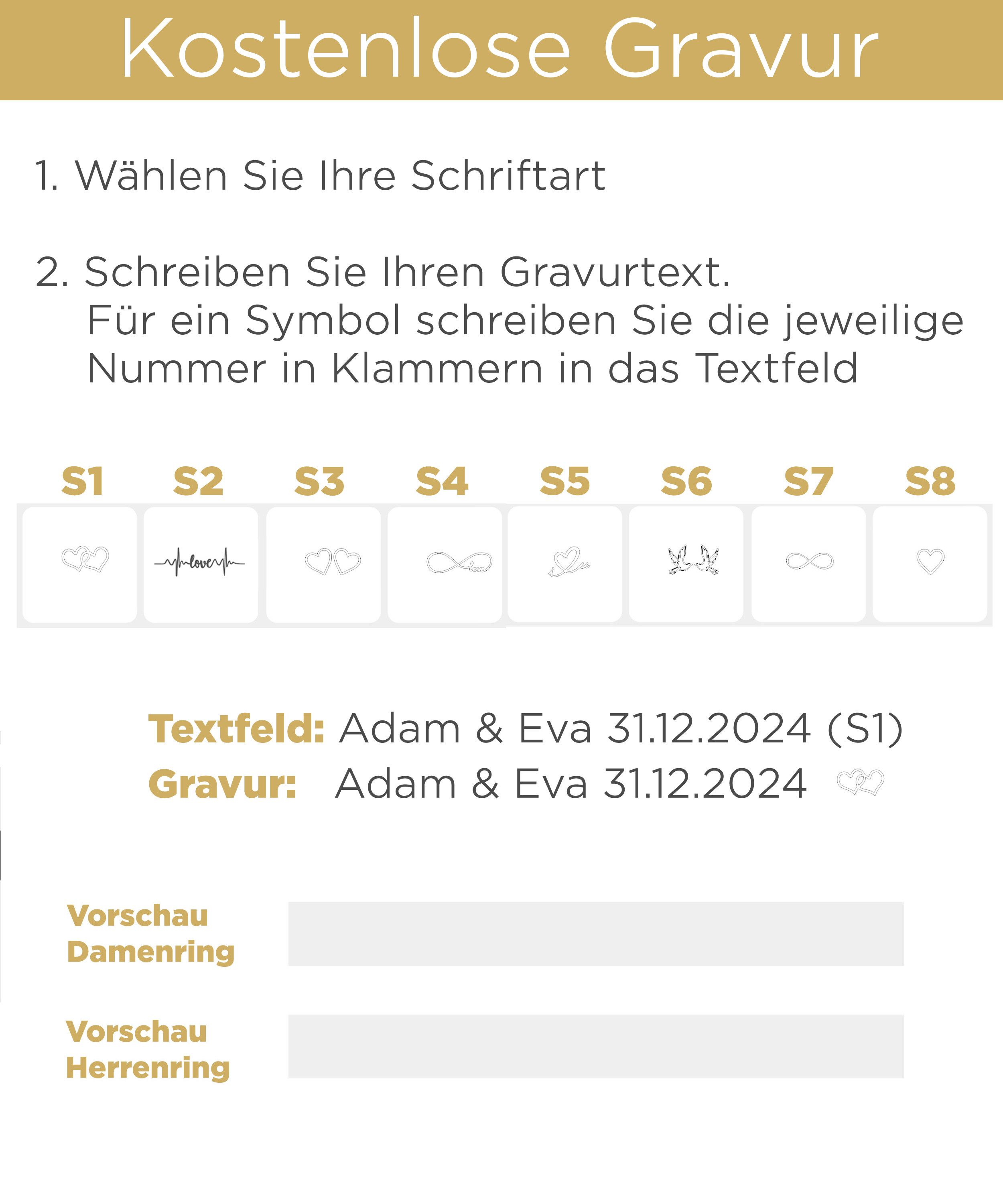 mosa & co. Trauring mit Gravur Classic Gold 585 mit 4mm Breite im Paarpreis (Eheringe, 2-tlg., 2 Trauringe), Hochzeitsringe Verlobungsringe Partnerringe