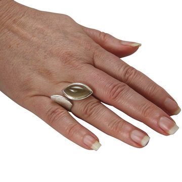 SKIELKA DESIGNSCHMUCK Silberring Mondstein Ring "Grey" 20x11 mm (Sterling Silber 925) (1-tlg), hochwertige Goldschmiedearbeit aus Deutschland