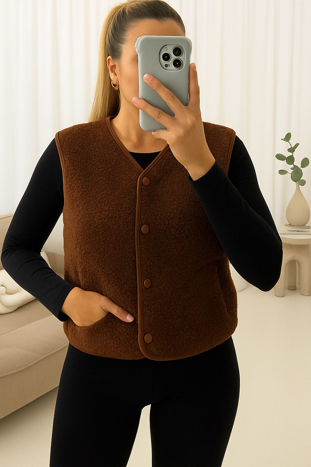 Worldclassca Fellimitatweste Worldclassca Teddy Weste Warm Kuschelig Kurz H günstig online kaufen