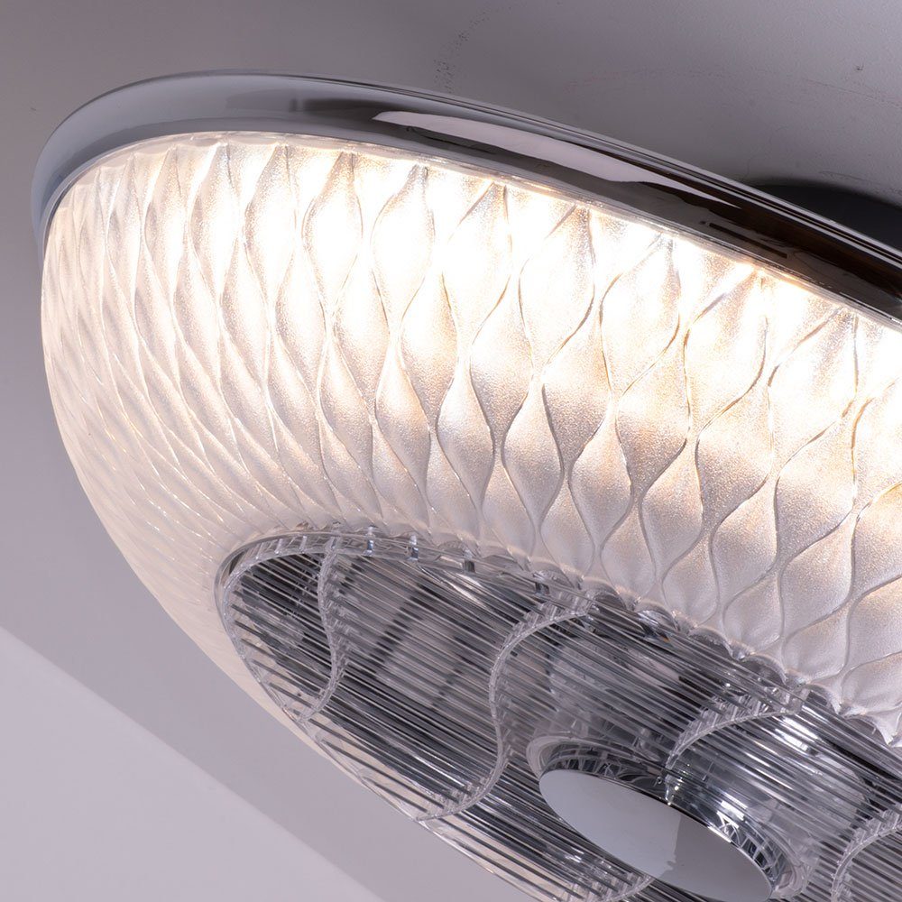 Decken Kühler Tages-Licht Ventilator 55 LED FERNBEDIENUNG etc-shop Wohn - Deckenventilator, cm Luft Timer chrom