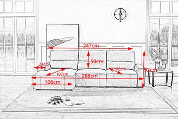 KAWOLA Big-Sofa DORI, Leder motor. Sitzvorzug, Longchair rechts od. links, versch. Farben