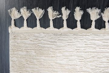 Teppich YOGA 255x150cm wollweiß, riess-ambiente, rechteckig, Höhe: 15 mm, Wohnzimmer · Uni · Fransen · Schlafzimmer · Scandinavian Design