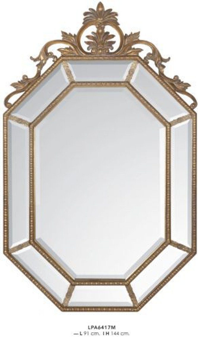 Casa Padrino Barockspiegel Barock Wandspiegel Gold H 144 cm B 91 cm - Edel & Prunkvoll - Goldener Spiegel