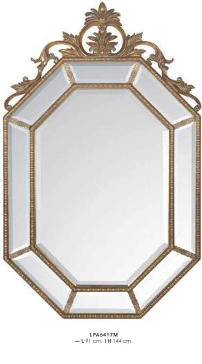 Casa Padrino Barockspiegel Barock Wandspiegel Gold H 144 cm B 91 cm - Edel & Prunkvoll - Goldener Spiegel