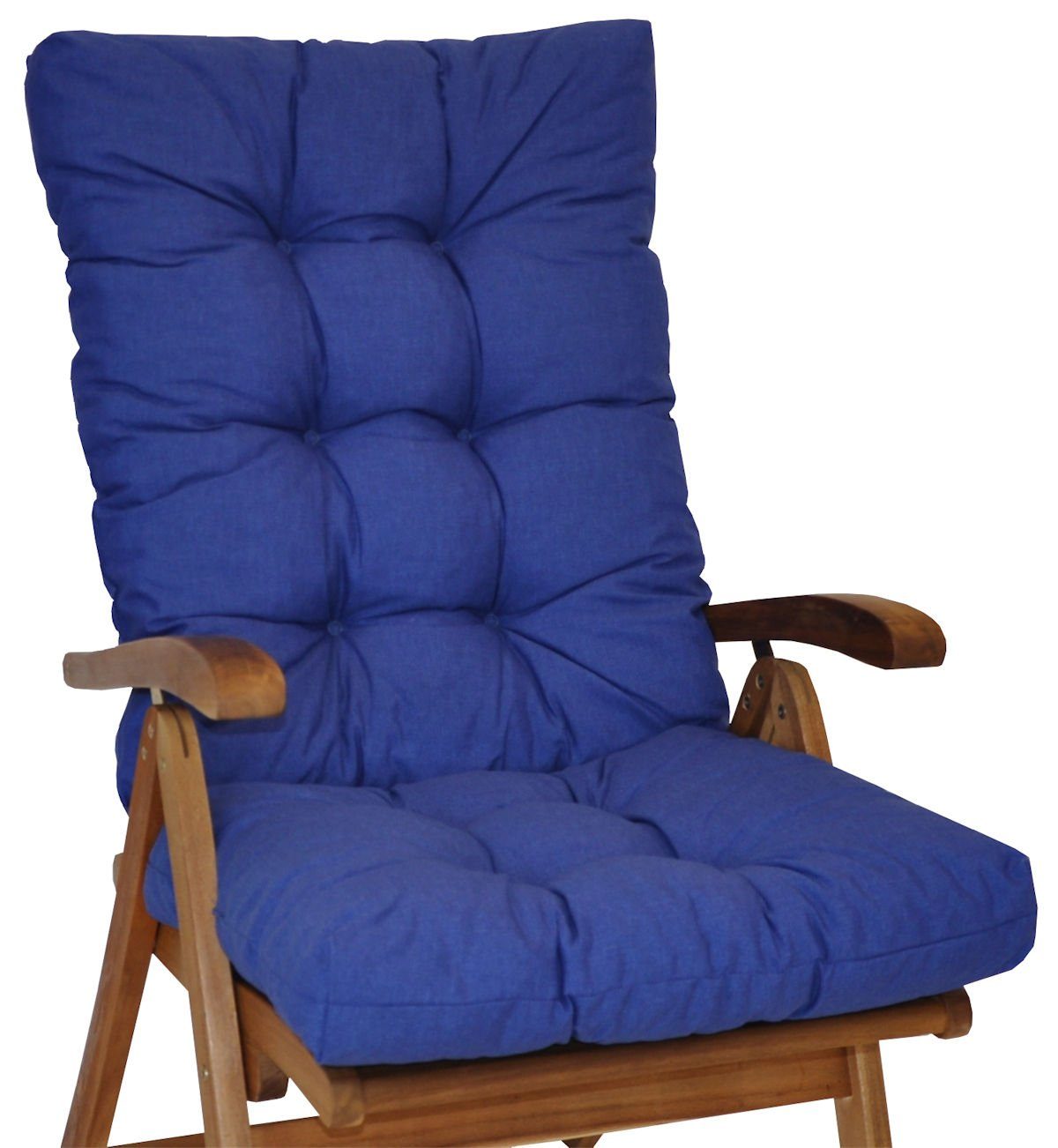 Rattani Hochlehnerauflage Hochlehner Auflage Sylva Hochlehner Auflage Gr. 120 x 50 cm dunkelblau, Material Uni Living blau