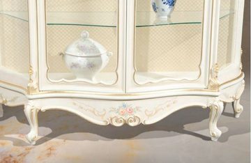 Casa Padrino Vitrine Luxus Barock Vitrine Weiß / Cremefarben / Mehrfarbig / Gold - Handgefertigter Vitrinenschrank mit 2 Türen - Prunkvolle Barock Möbel - Luxus Qualität - Made in Italy