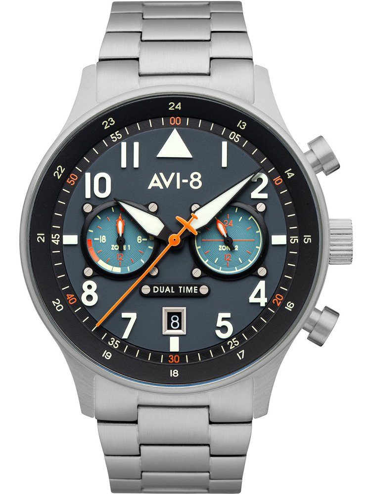 AVI-8 Quarzuhr AVI-8 AV-4088-22 Carey Dual Time 44mm 5ATM