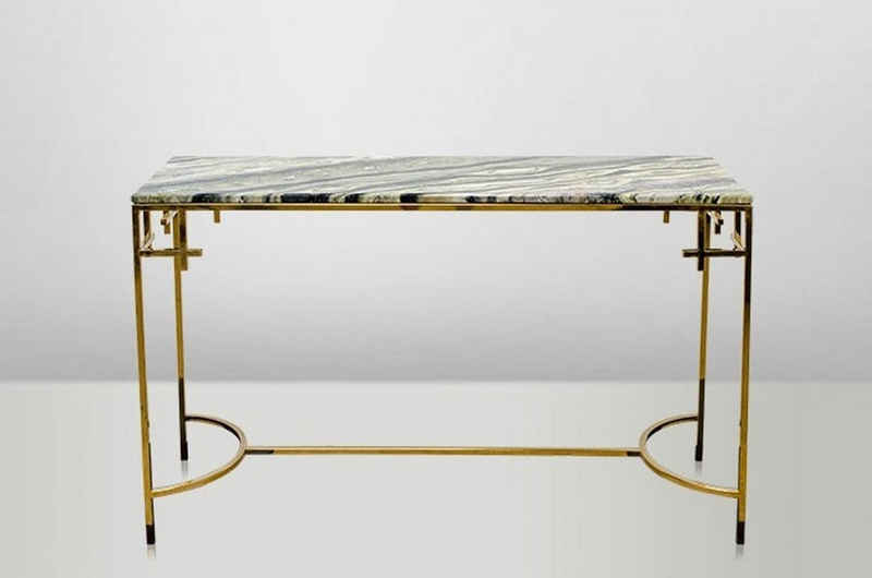 Casa Padrino Beistelltisch Art Deco Konsolentisch Gold Metall / Marmor 130 x 40 cm- Jugendstil Konsole - Möbel Wohnzimmer