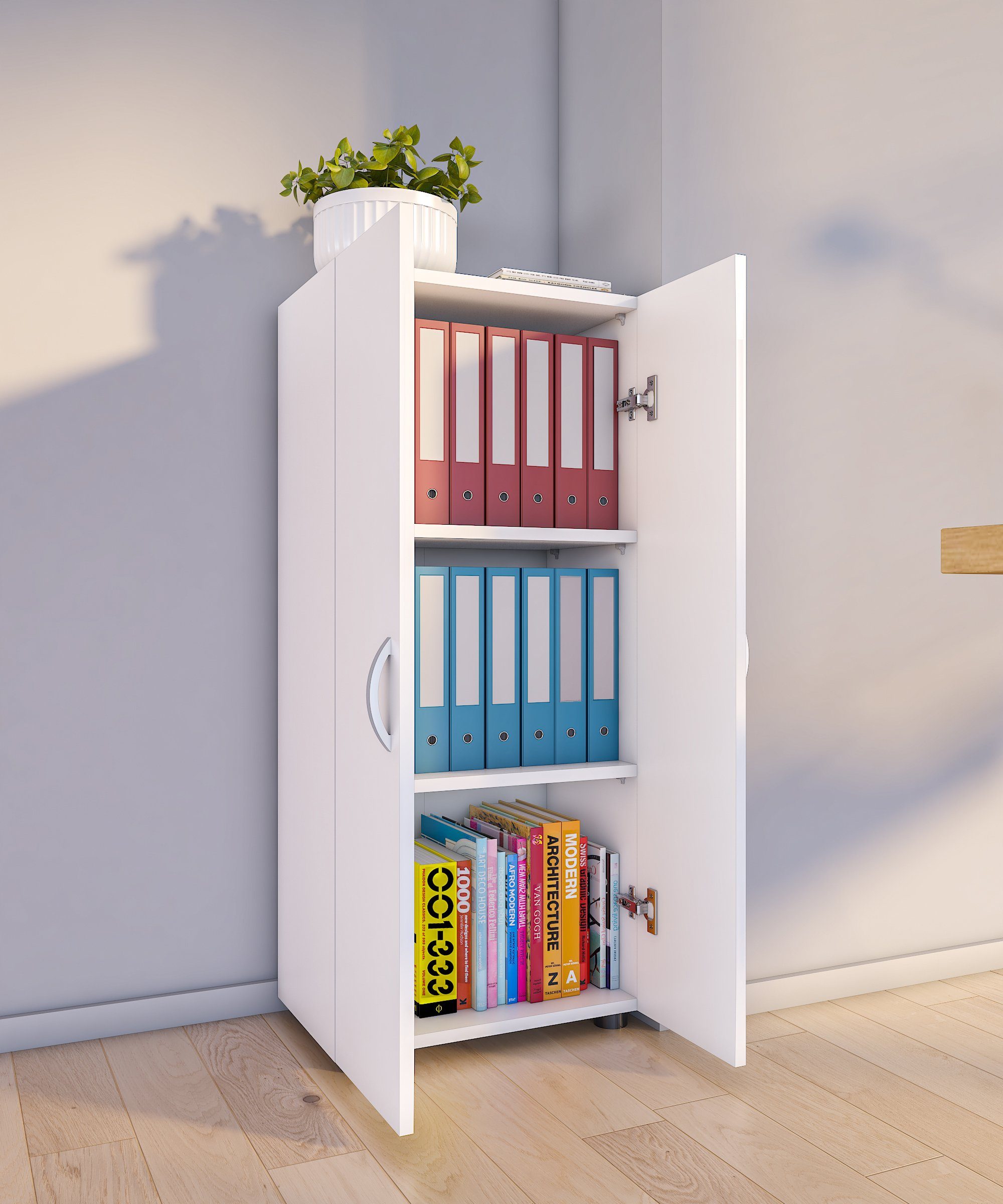 VCM Aktenschrank Büroschrank Bücher Ordner Aktenschrank Ulas 3fach