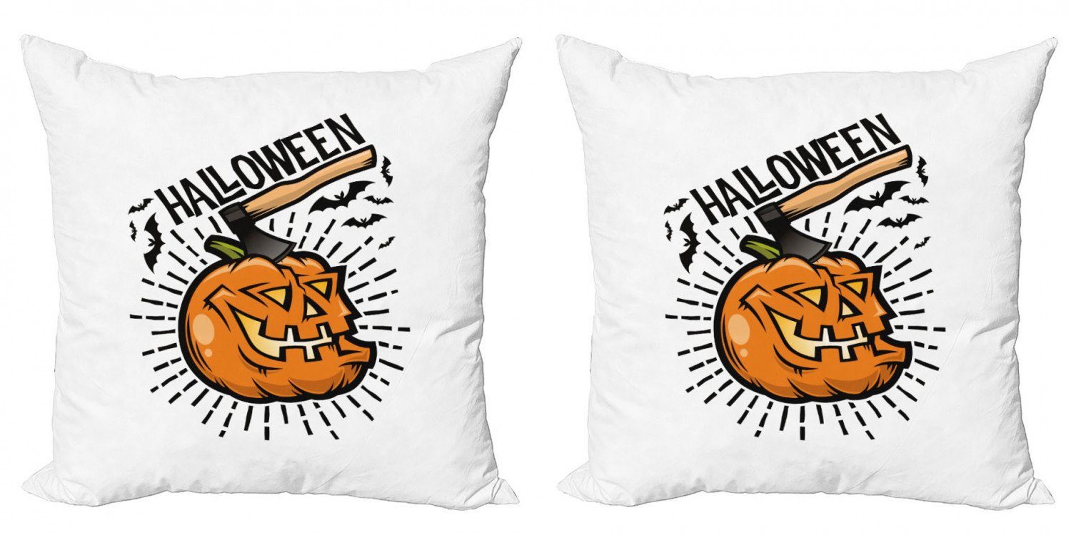 Kissenbezüge Modern Accent Doppelseitiger Digitaldruck, Abakuhaus (2 Stück), Halloween Scary Pumpkin mit Schlägern
