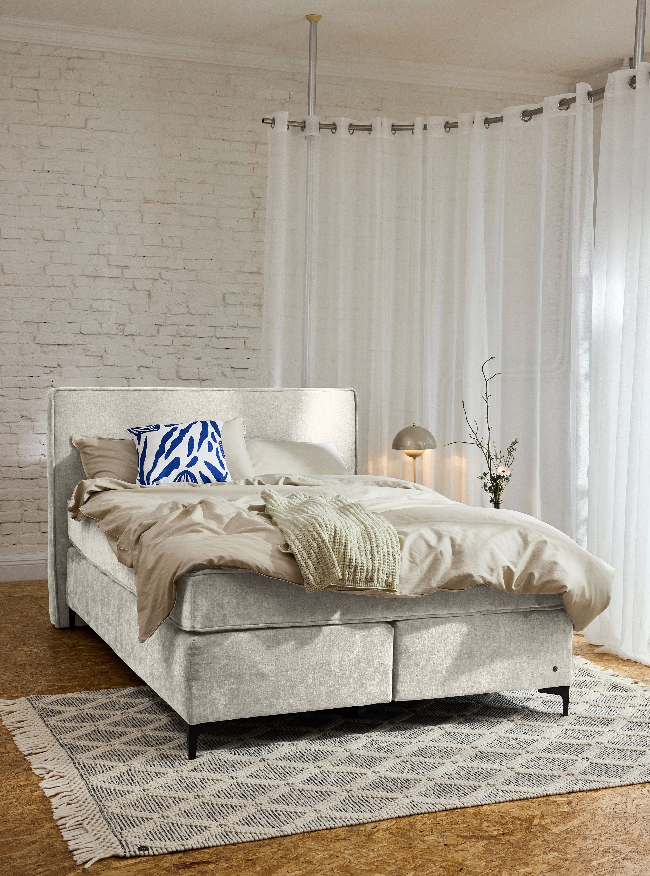 TOM TAILOR HOME Boxspringbett MODERN BOX – klassisch-modernes Boxspringbett mit zwei Kopfteilen, in vielen schönen Stoffen