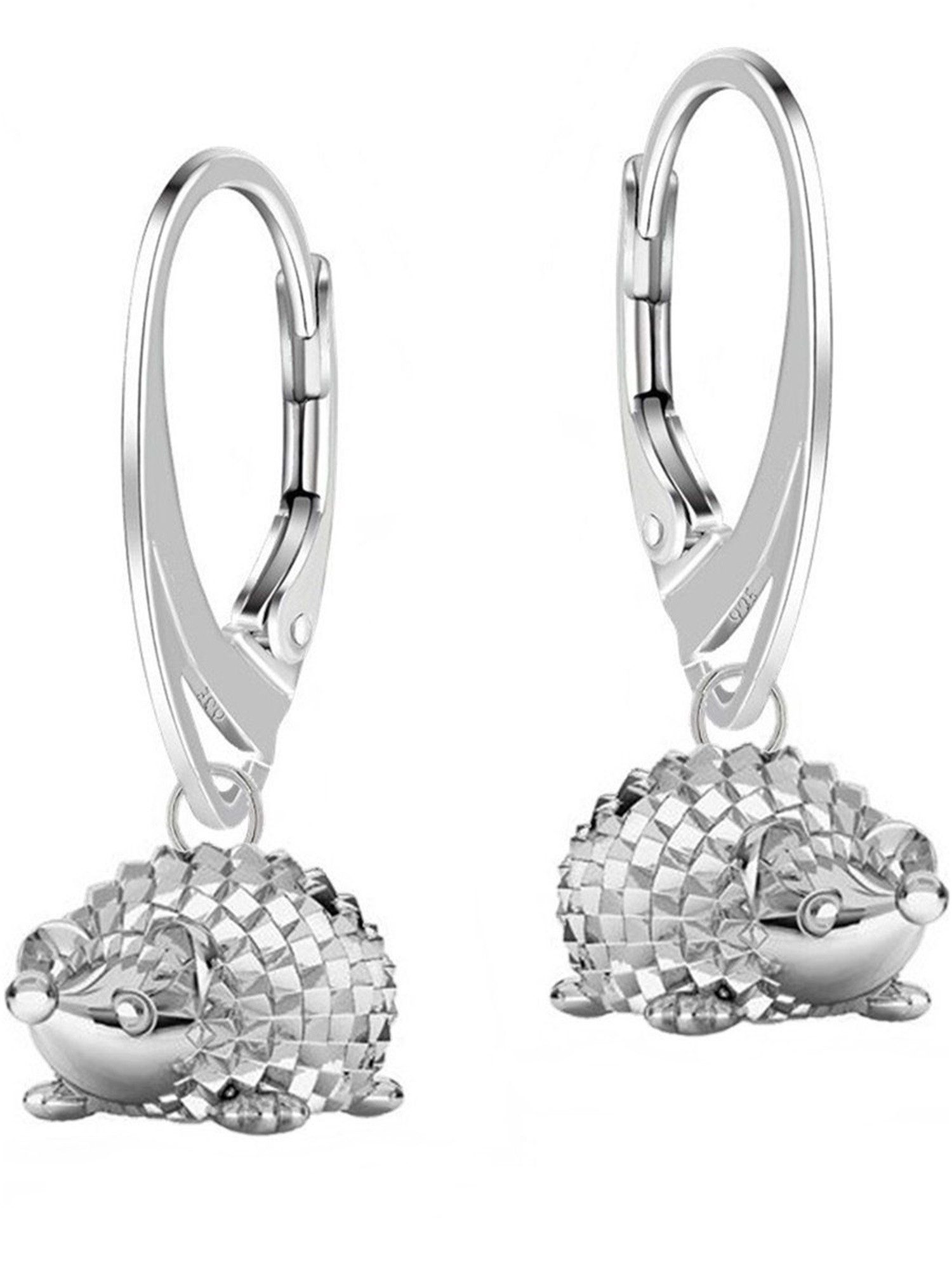 Goldene Hufeisen Paar Ohrhänger Mini Igel Ohrringe aus 925 Sterling Silber Hängeohrringe (1 Paar, inkl. etui), Silberschmuck Damen, Mädchen