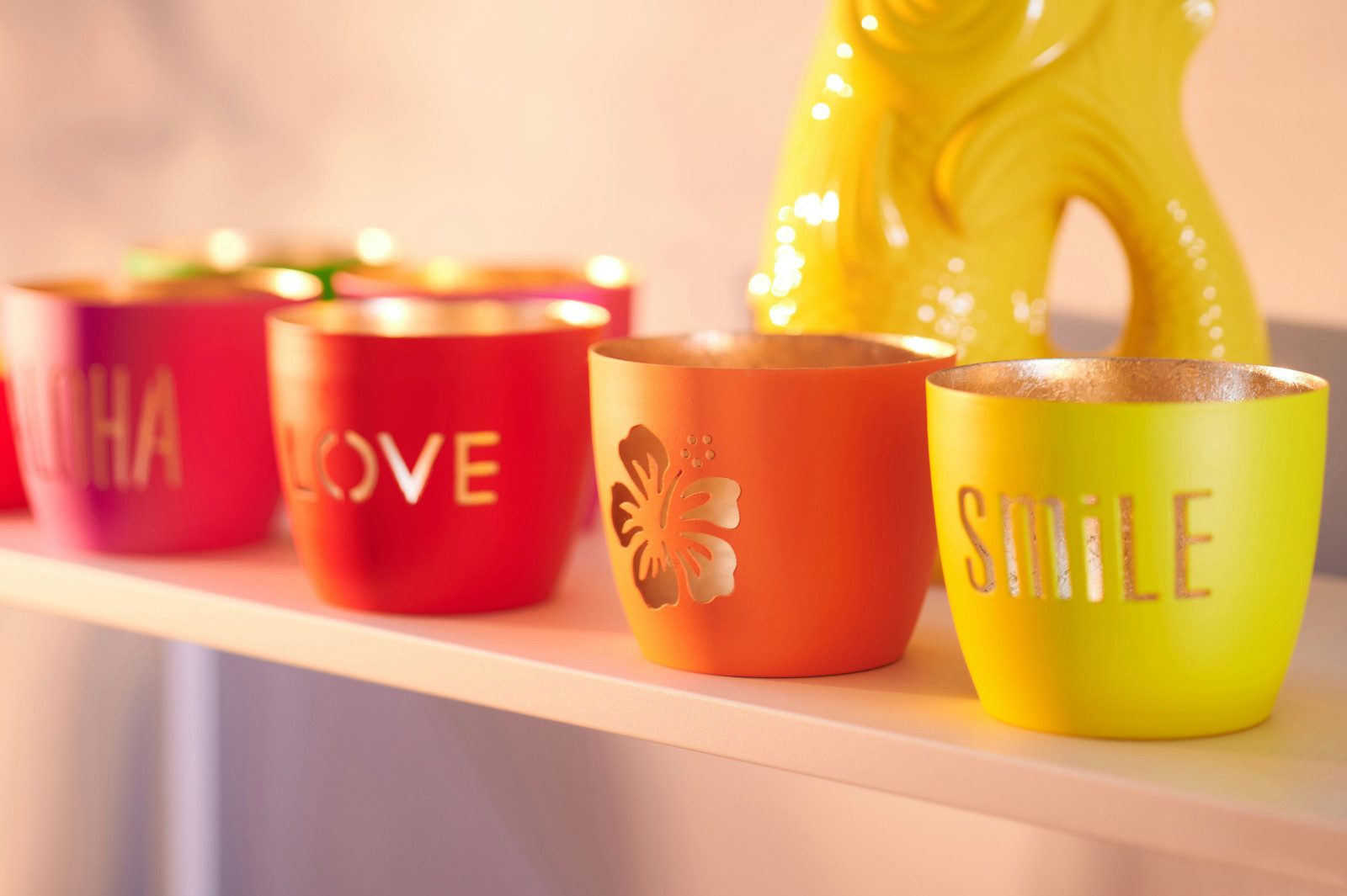 Giftcompany Windlicht Madras Windlicht M Smile neon gelb/gold 8,5cm günstig online kaufen