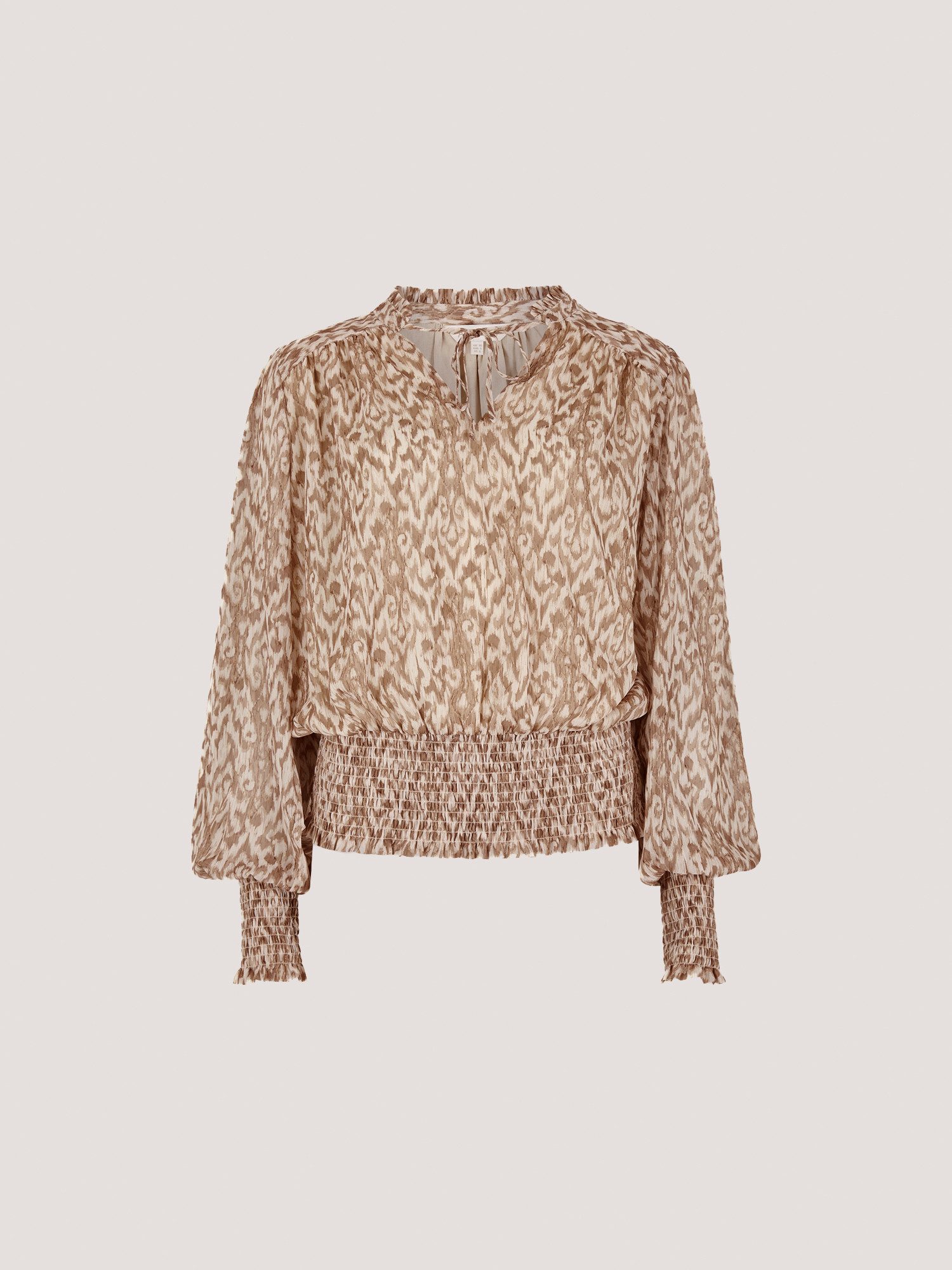 Apricot Blusentop Lurex Ikat Bluse zum Raffen mit Smokdetails günstig online kaufen