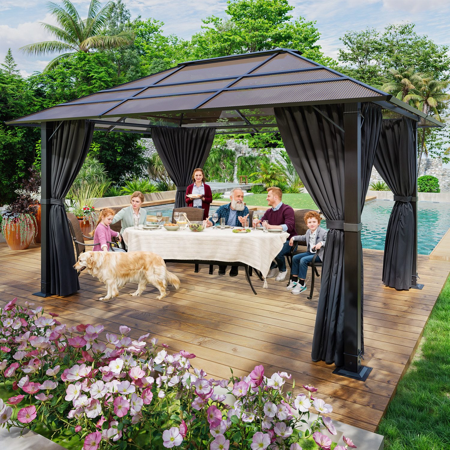 HOMALL Pavillon 3*3m/3*4m Gartenlaube - Aluminium günstig online kaufen