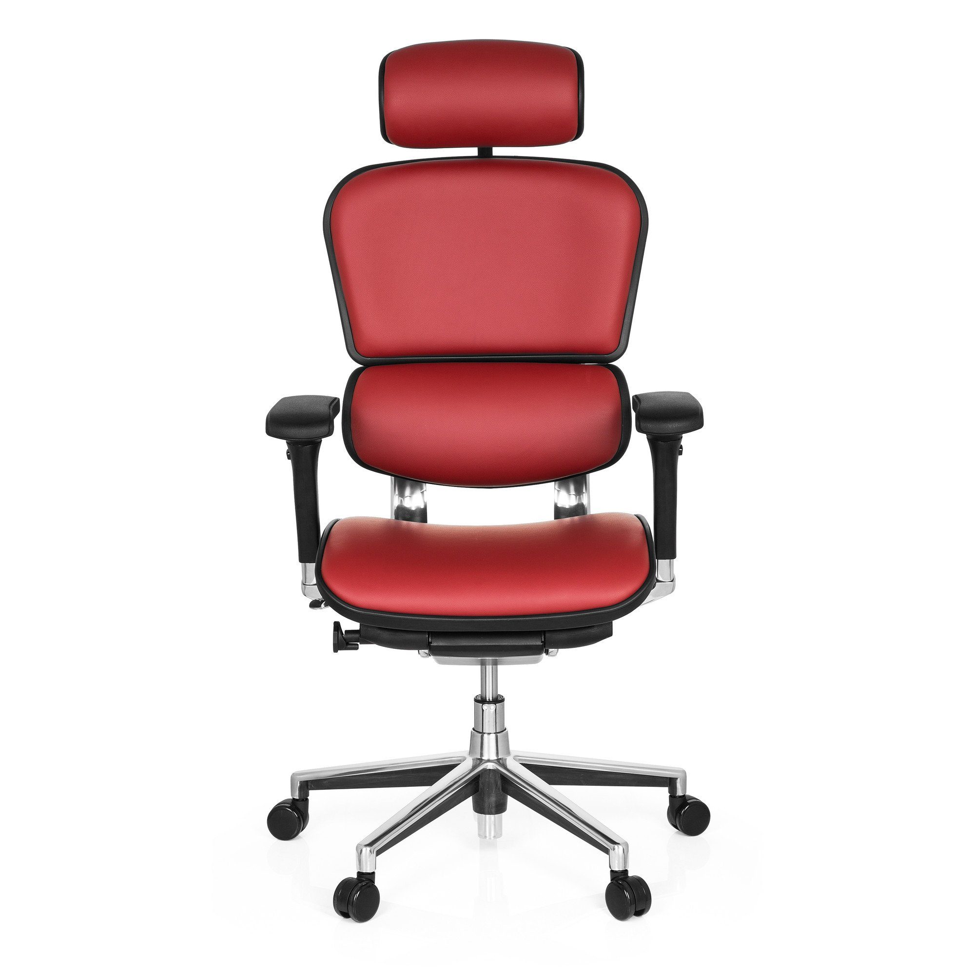 hjh OFFICE Drehstuhl Luxus Chefsessel ERGOHUMAN Leder (1 St), Bürostuhl ergonomisch Rot