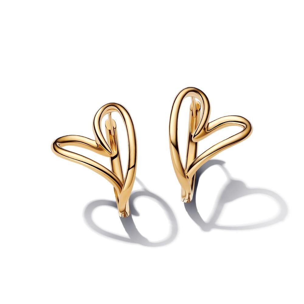 Pandora Paar Creolen Creolen für Damen mit Herzen, IP Gold von PANDORA Essence