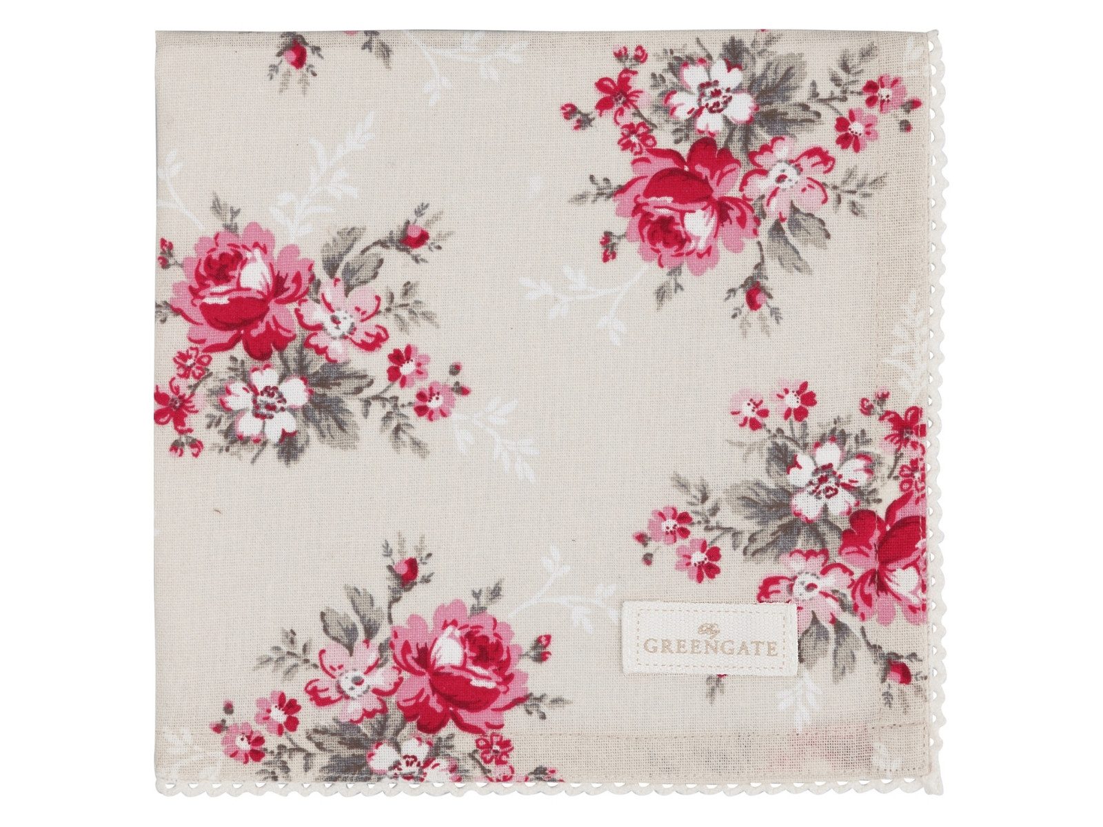 Greengate Stoffserviette Marie Stoffserviette mit Spitze beige 40x40cm
