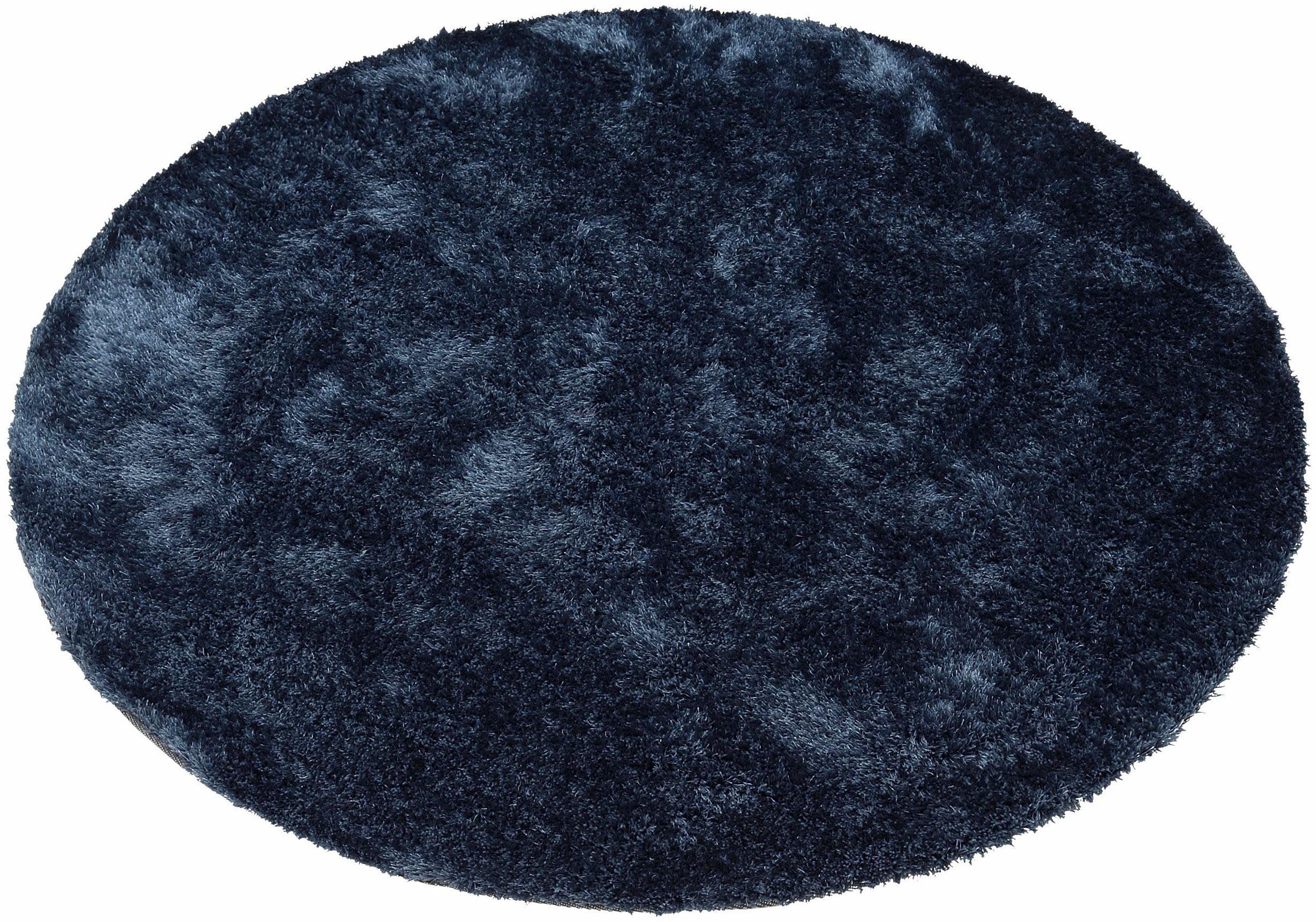 Hochflor-Teppich Deman, Home affaire, rund, Höhe: 25 mm, Uni-Farben, besonders weich und kuschelig durch Mikrofaser, rund blau