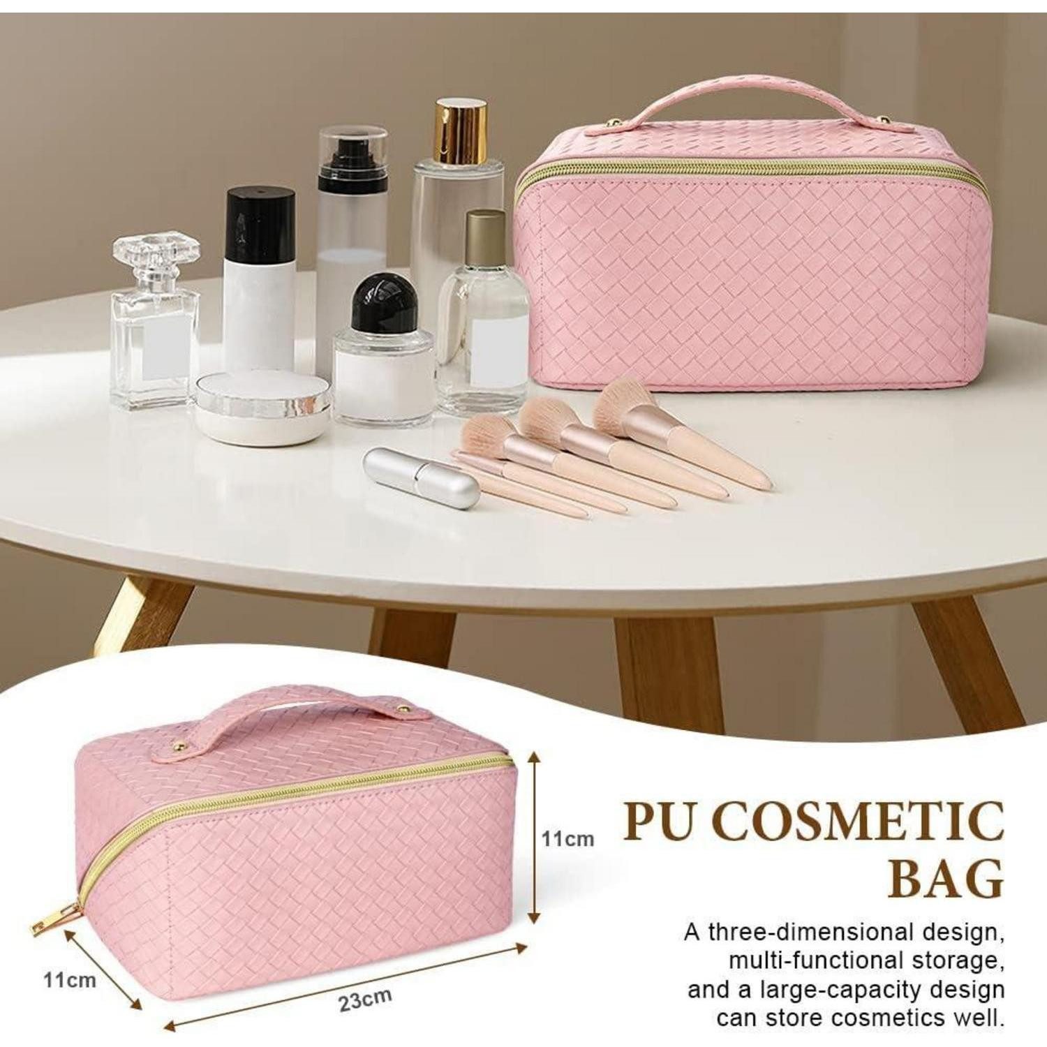 LuxusKollektion Kosmetiktasche Reise Kosmetiktasche PU Leder Make-up Tasche wasserdicht groß Rosa