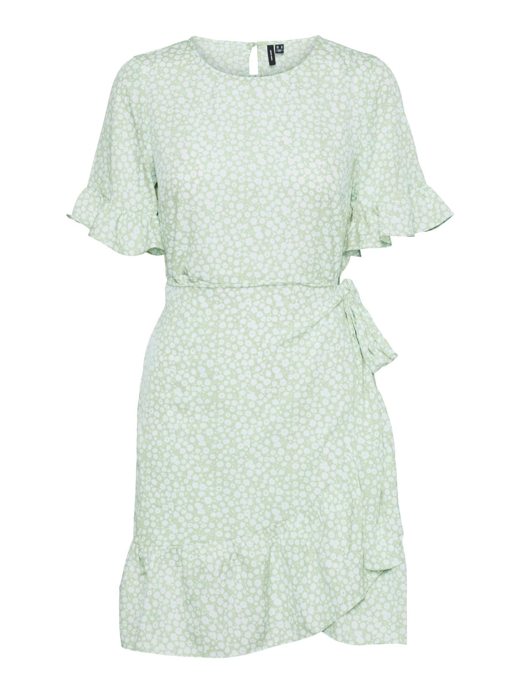 Vero Moda Shirtkleid Kurzes Mini Wickel VMHENNA für Damen (kurz) VMHENNA 2/4 O-NECK SHORT DRESS NOOS