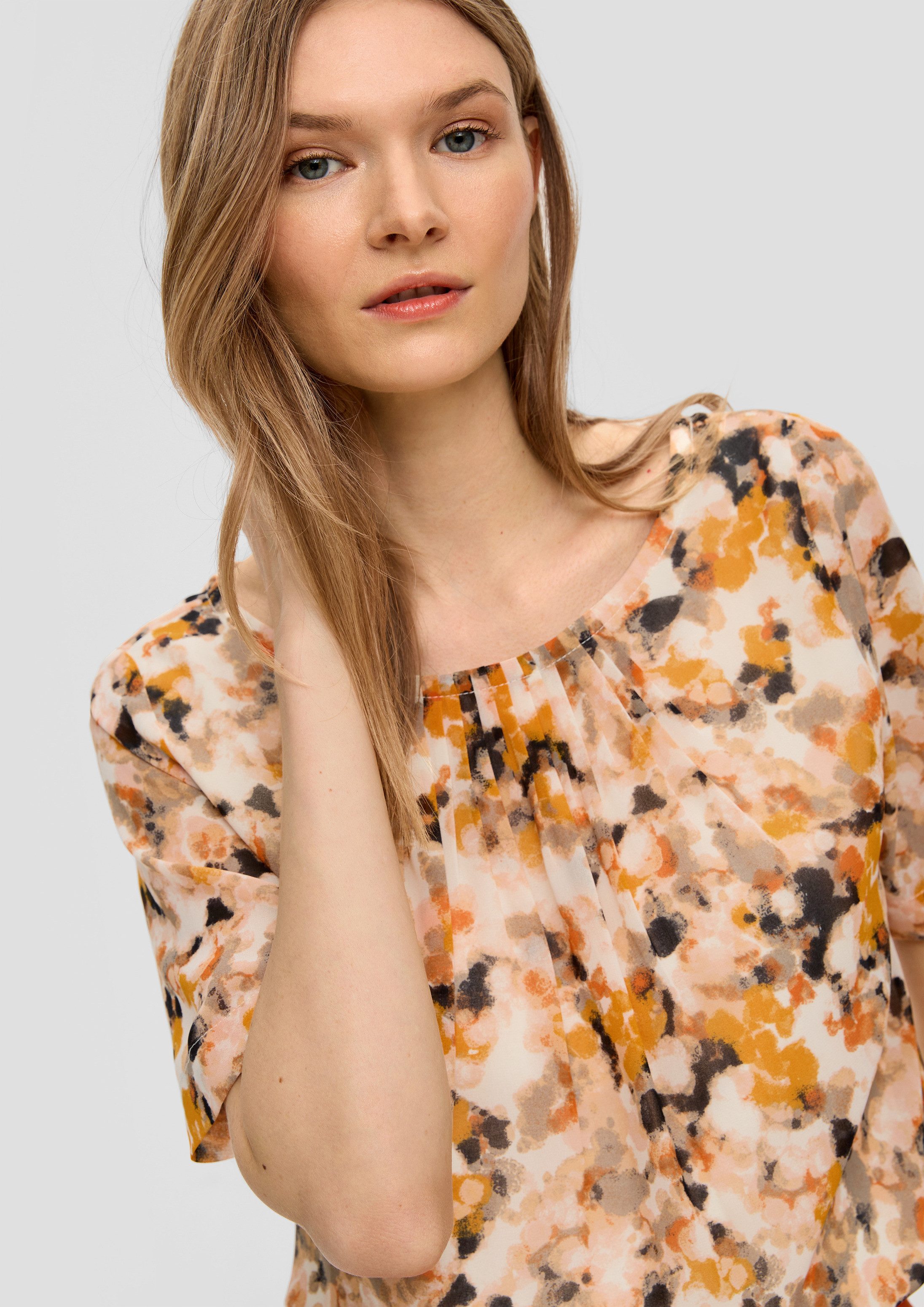 s.Oliver Kurzarmbluse Bluse Semitransparente Chiffon-Bluse