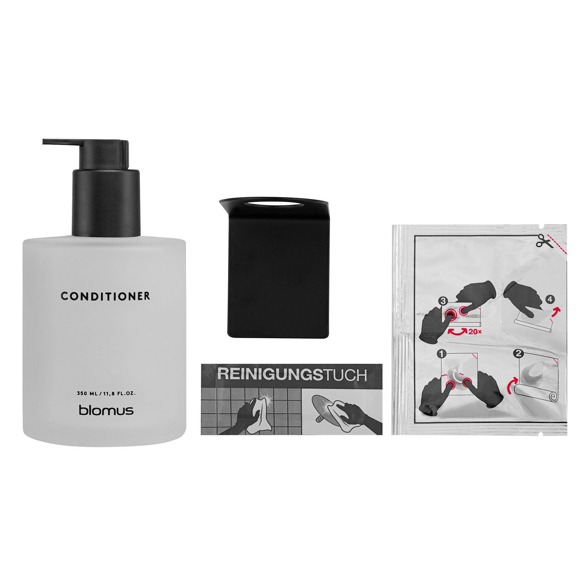 blomus Seifenspender Glasflasche Conditioner -KIREI- Kosmetikflasche: Organizer aus Glas, (Glasflasche), Stilvolle Glasflasche, Nachhaltig, inkl. Wandhalterung, Organizer