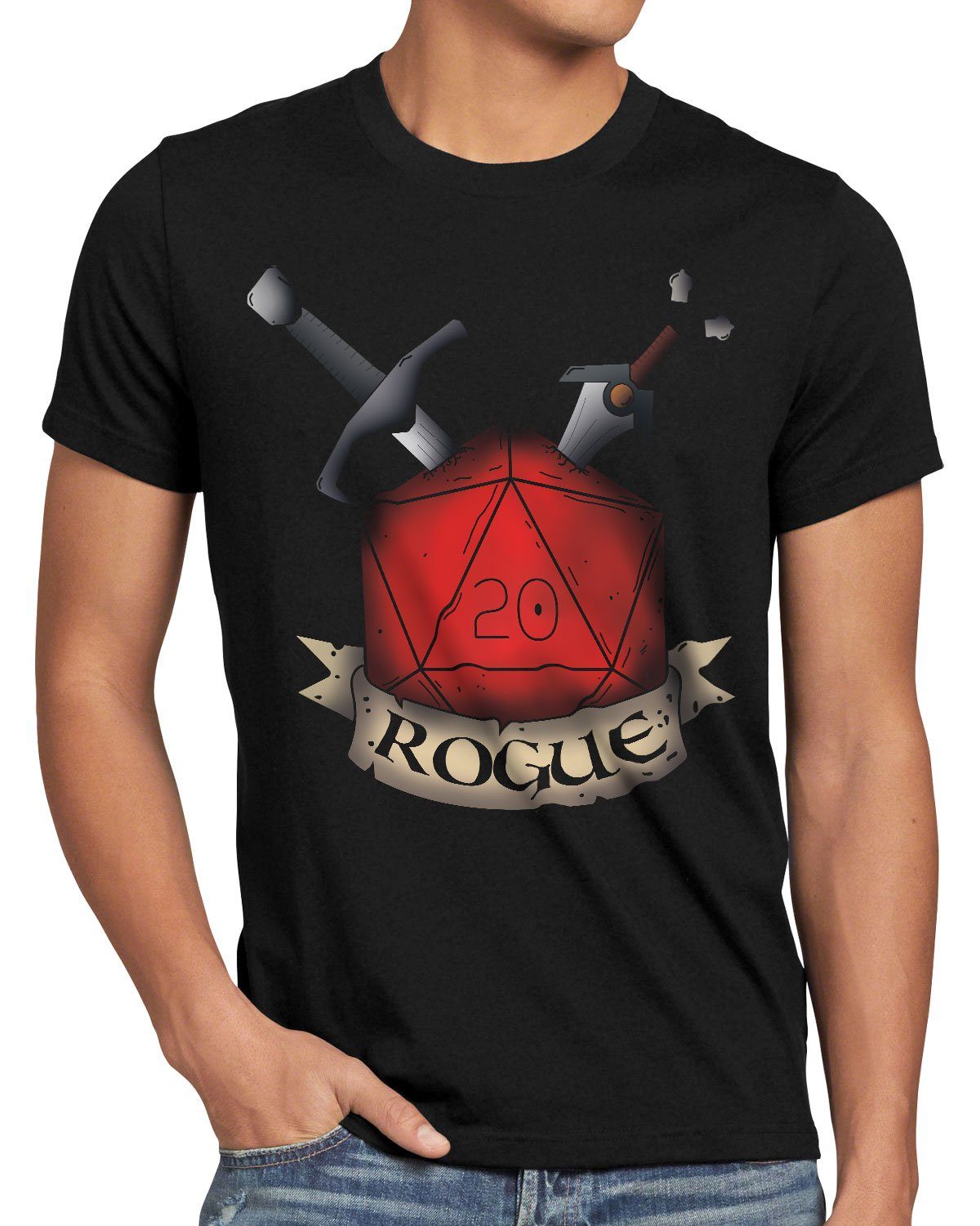style3 Print-Shirt Herren T-Shirt Würfel dragons d20 dungeon Rogue tabletop