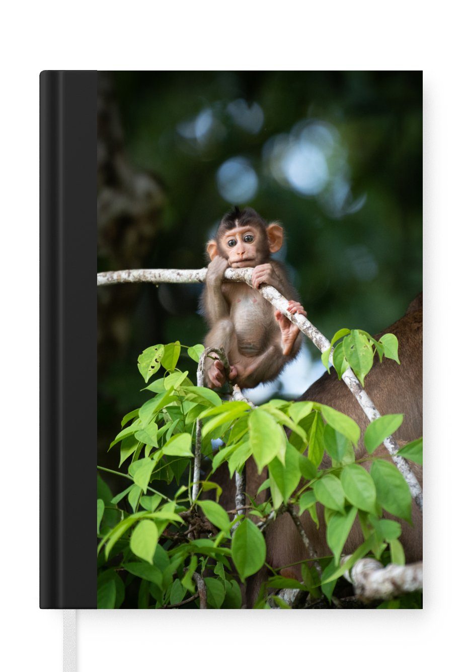 MuchoWow Notizbuch Baby - Affe - Äste, Notebook, Notizblock a5, Tagebuch, Journal Liniert