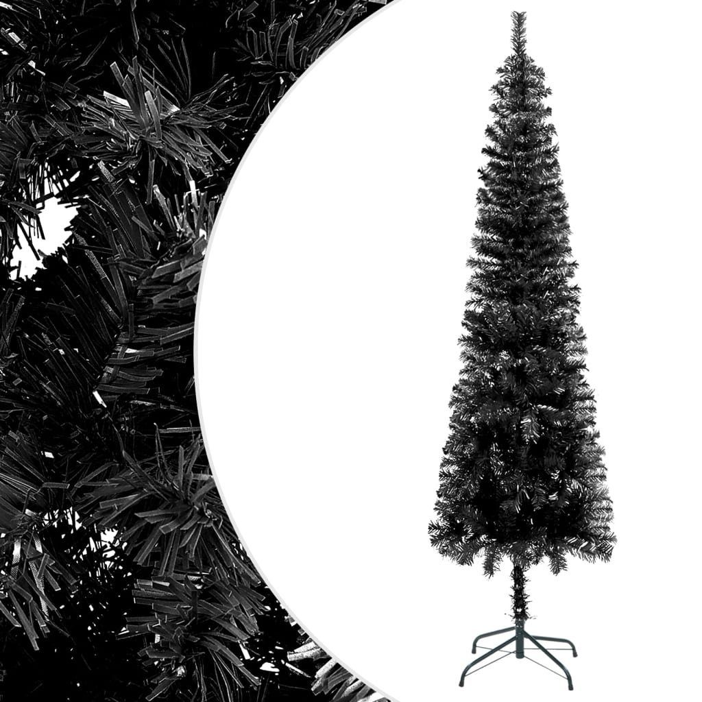 furnicato Künstlicher Weihnachtsbaum Schlanker Weihnachtsbaum Schwarz 150 cm | Künstliche Weihnachtsbäume