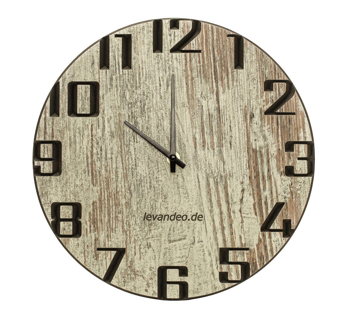 Levandeo® Wanduhr (Wand-Uhr Holz 30cm Shabby Chic Deutsche Herstellung modern) Shabby modern