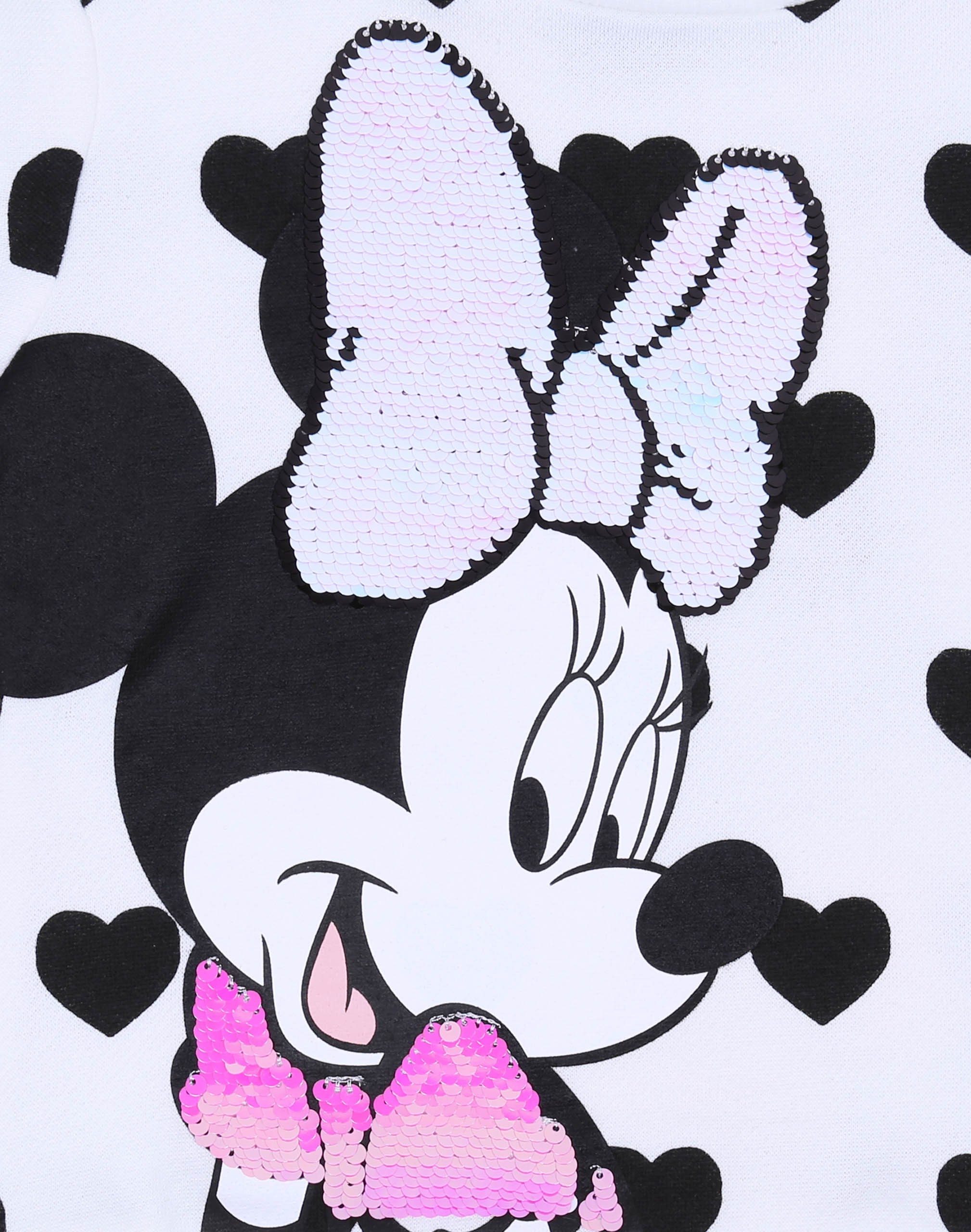 Disney Sweatshirt Weiß-chwarzes Sweatshirt mit Herzen Minnie Mouse Disney 6-7 Jahre