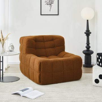 MODFU Sitzsack Sofa Einzelsofa,Wohnzimmer Sofa (nterne rahmenlose Struktur, Produkt als komprimierte Verpackung, Sherpa-Stoff+Schaumstoff), 85x97x74 cm"(LxWxH) für Schlafzimmer, Wohnzimmer.