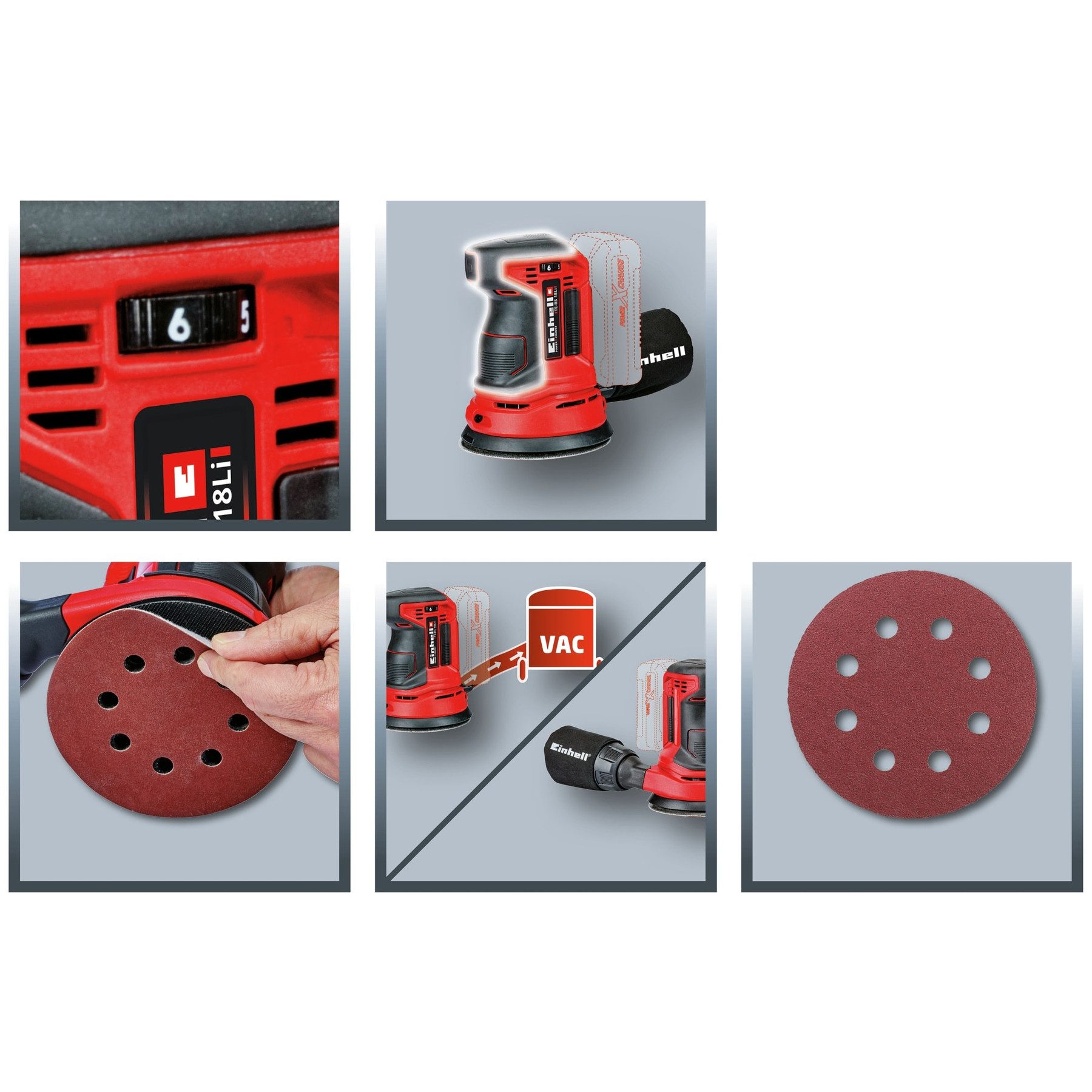 Einhell Akku-Exzenterschleifer EINHELL Akku-Exzenterschleifer TE-RS 18 Li Kit (1x 4,0 Ah)