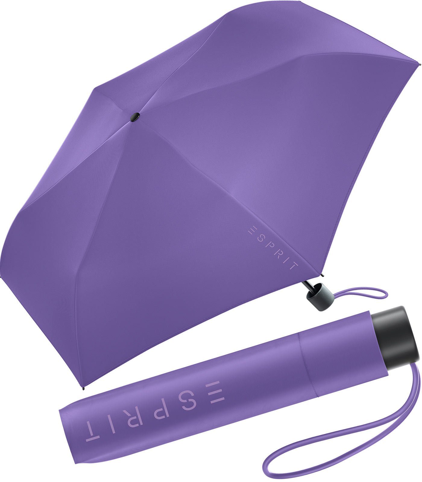 Esprit Langregenschirm Mini Regenschirm Damen Slimline HW 2023, in den neuen Trendfarben, deep lavender lila