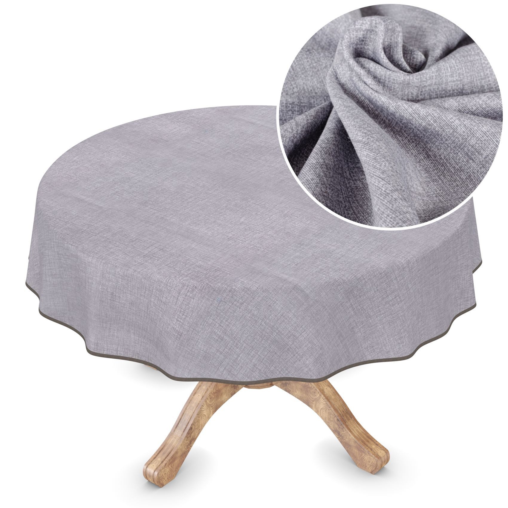 ANRO Tischdecke Textil mit Leinenmuster waschbar (Einzelstück 1-tlg), Textil 155x155cm wasserabweisend